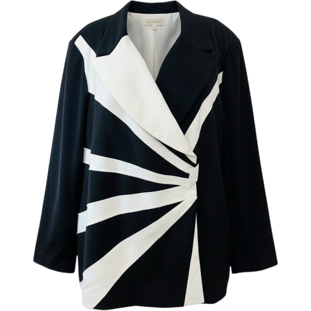 Donna Vinci Couture  Formal Beads Blazer Jacket Woman Sz 34 Black Classic